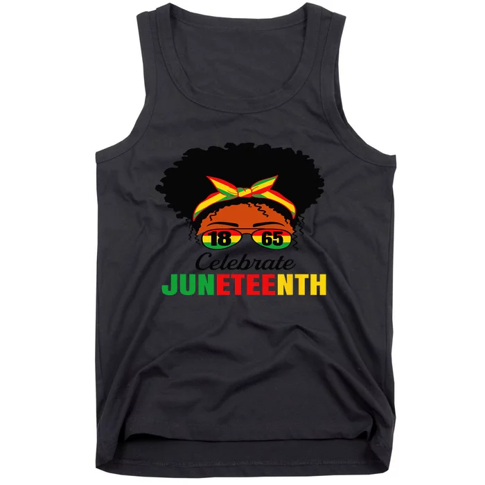 Awesome Messy Bun Celebrate Juneteenth Black History Tank Top