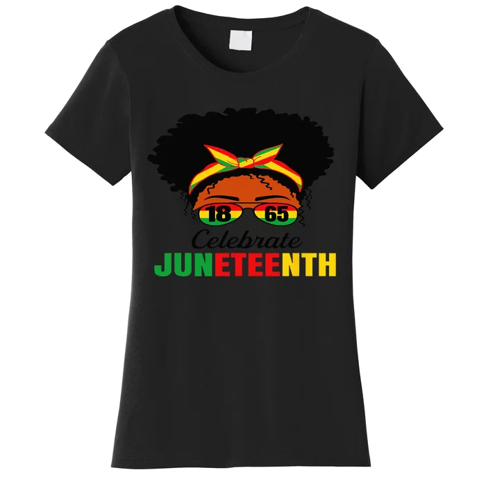 Awesome Messy Bun Celebrate Juneteenth Black History Women's T-Shirt