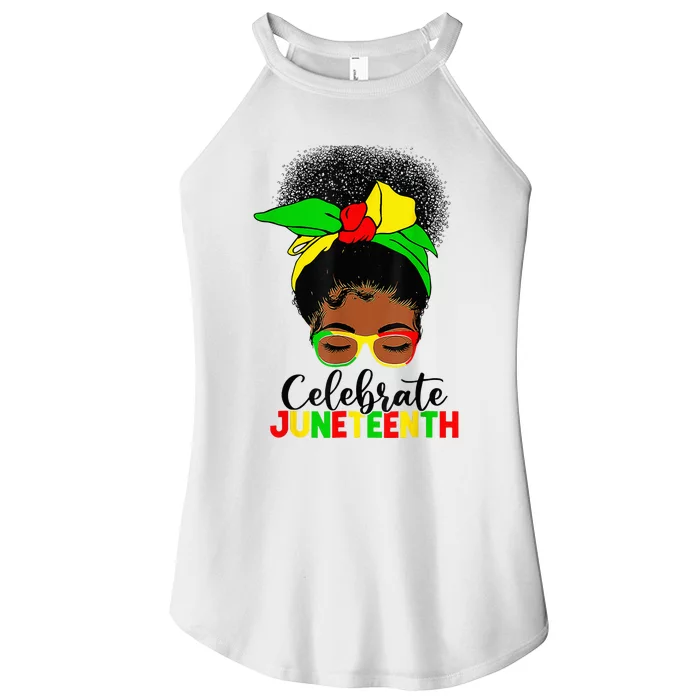 Awesome Messy Bun Juneteenth Celebrate 1865 June 19th Women’s Perfect Tri Rocker Tank