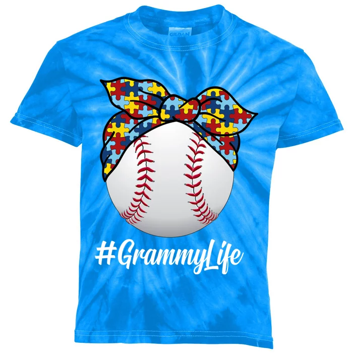 Autism Mom Baseball Grammy Life Autism Awareness Cool Gift Kids Tie-Dye T-Shirt