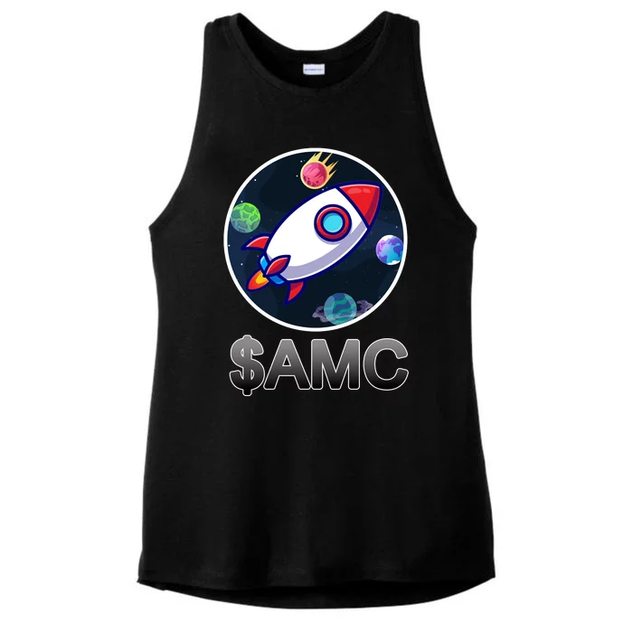 AMC Go To The Moon Rocket Ship Ladies Tri-Blend Wicking Tank