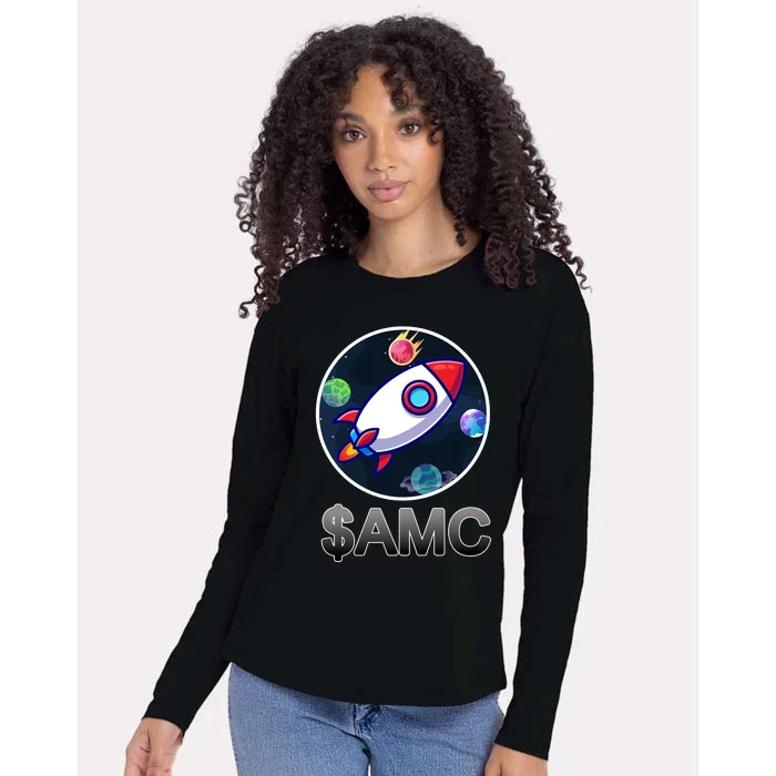 AMC Go To The Moon Rocket Ship Womens Cotton Relaxed Long Sleeve T-Shirt