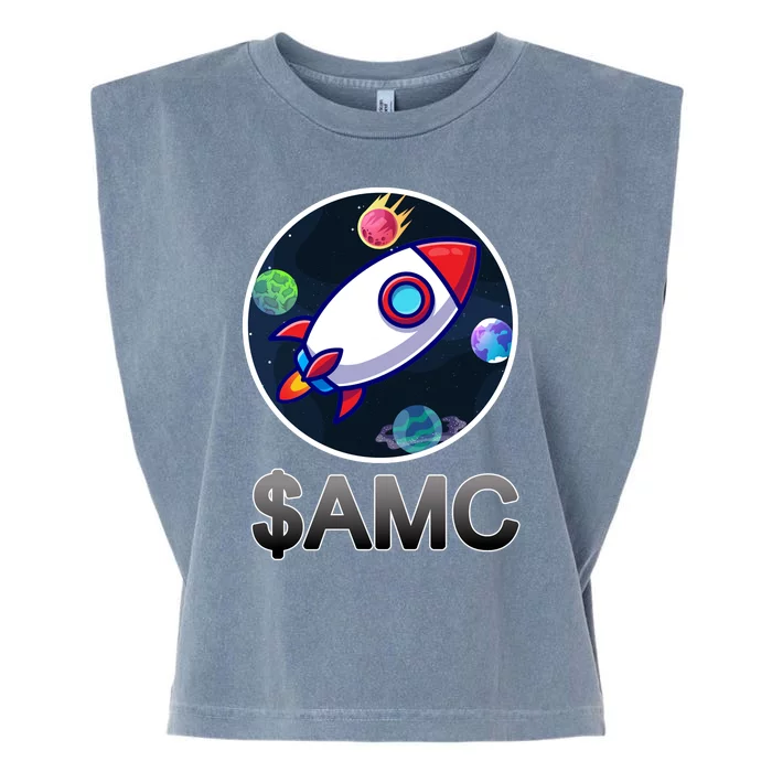 AMC Go To The Moon Rocket Ship Garment-Dyed Women's Muscle Tee