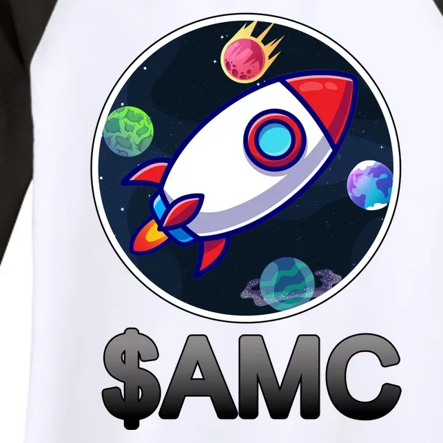 AMC Go To The Moon Rocket Ship Women's Tri-Blend 3/4-Sleeve Raglan Shirt