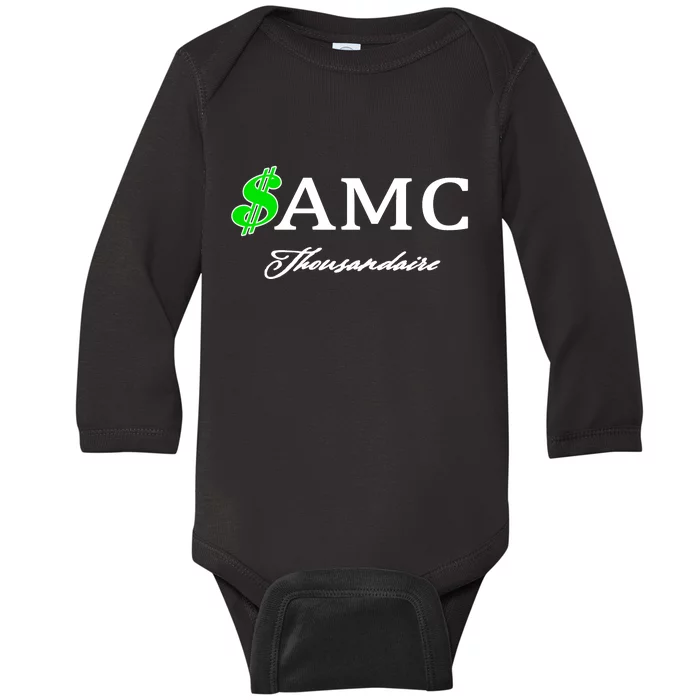 AMC Stocks Symbol Thousandaire Baby Long Sleeve Bodysuit