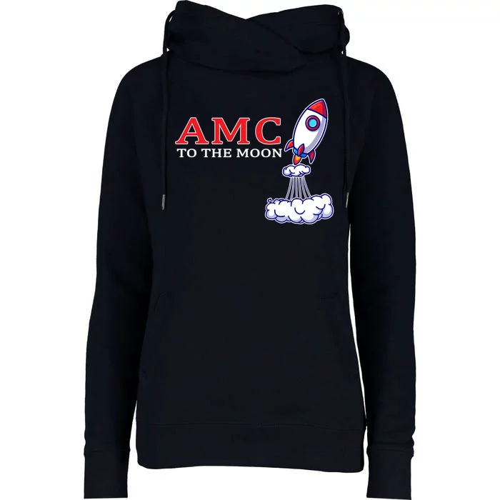 AMC Stocks To The Moon Wall Street Womens Funnel Neck Pullover Hood