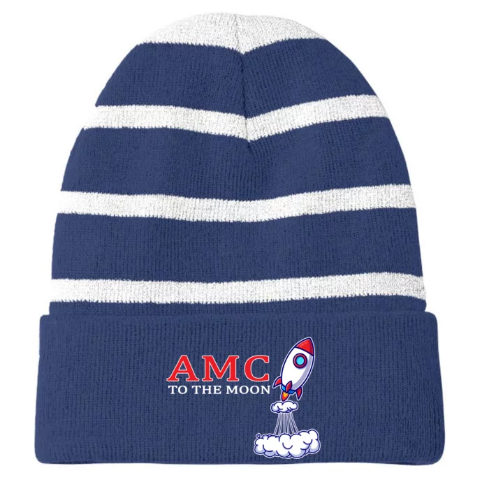 AMC Stocks To The Moon Wall Street Striped Beanie with Solid Band