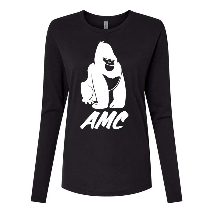 AMC To The Moon Apes Of Wall Street Womens Cotton Relaxed Long Sleeve T-Shirt