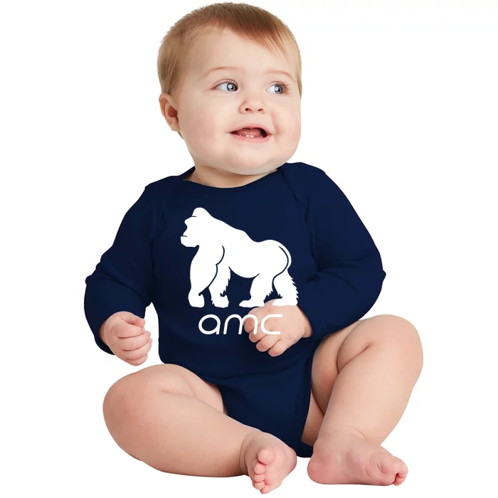 AMC To the moon Short Squeeze Ape Baby Long Sleeve Bodysuit