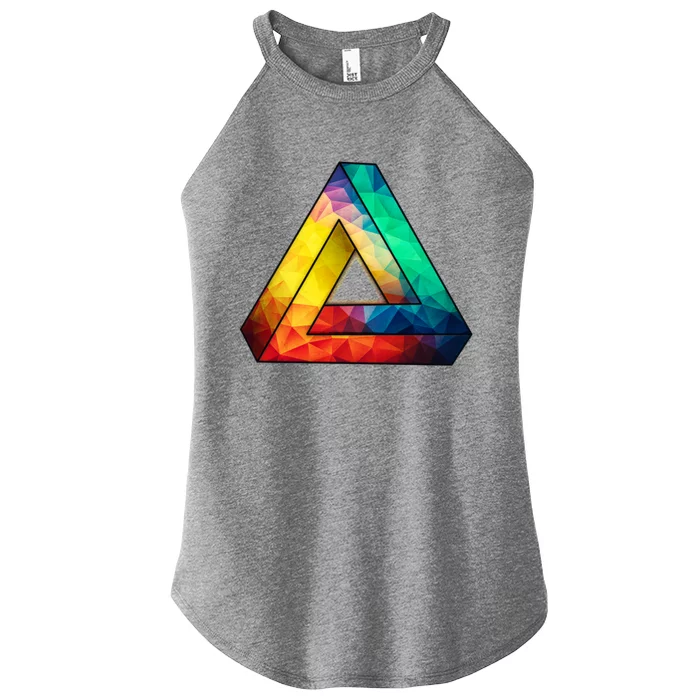 Abstract Multi Color Cubizm Painting Women’s Perfect Tri Rocker Tank