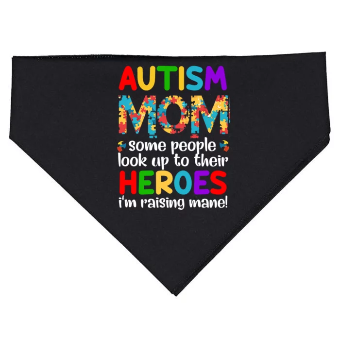 Autism Mom Cute Gift Some People Look Up To Their Heroes Gift USA-Made Doggie Bandana