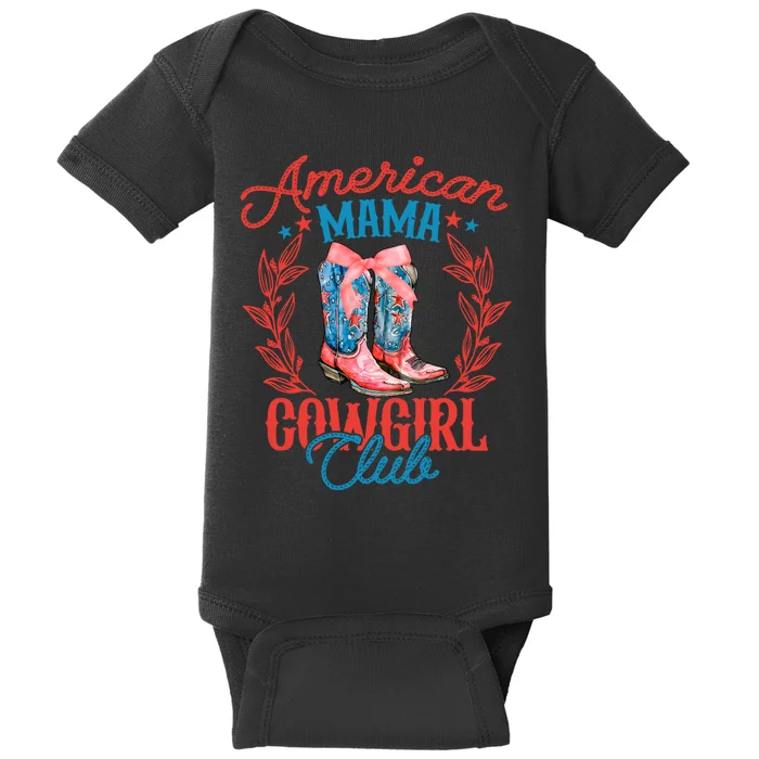 American Mama Cowgirl Club Retro Western Baby Bodysuit