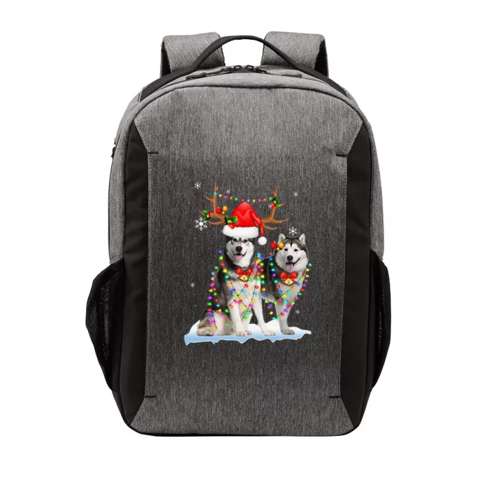 Alaskan Malamute Christmas Tree Lights Reindeer Xmas Pajama Vector Backpack