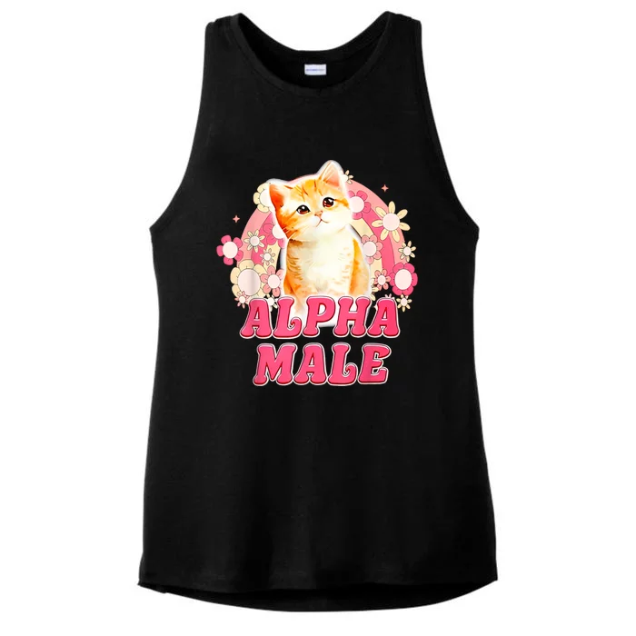 Alpha Male Cat Kitten Funny Ladies Tri-Blend Wicking Tank