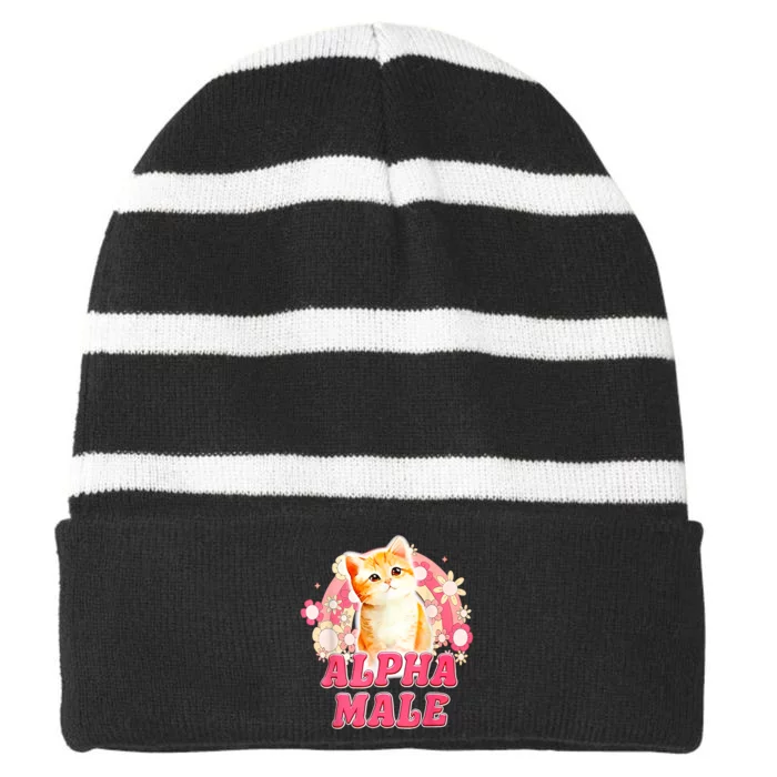 Alpha Male Cat Kitten Funny Striped Beanie with Solid Band