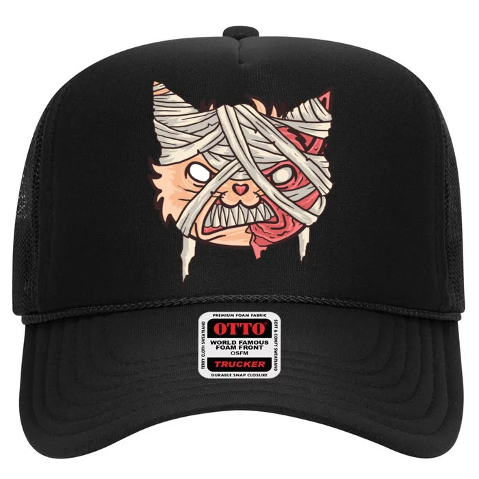 Angry Mummy Cat High Crown Mesh Trucker Hat