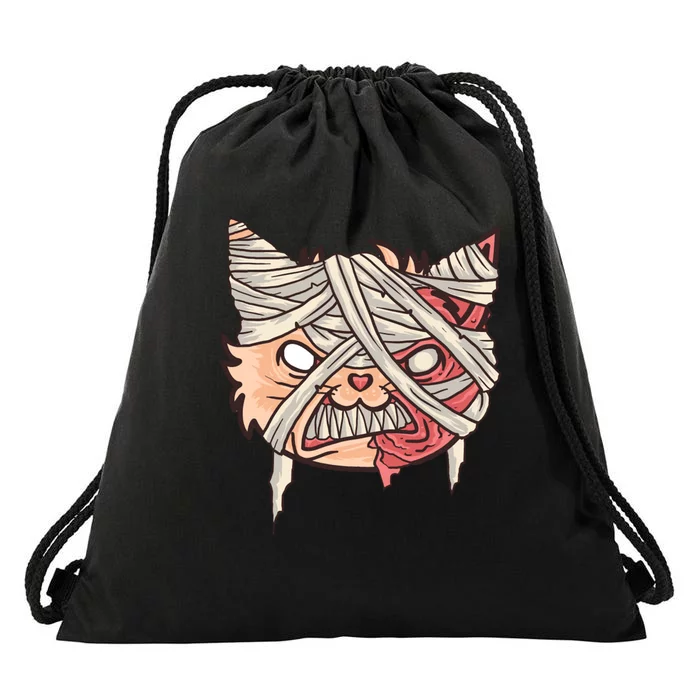 Angry Mummy Cat Drawstring Bag