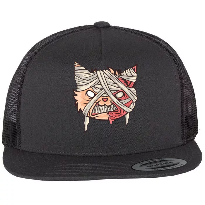 Angry Mummy Cat Flat Bill Trucker Hat