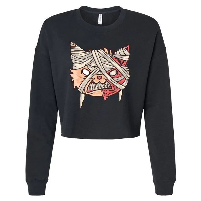 Angry Mummy Cat Cropped Pullover Crew