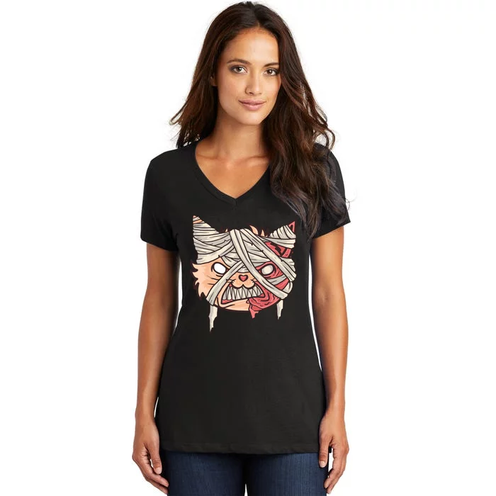 Angry Mummy Cat Women's V-Neck T-Shirt