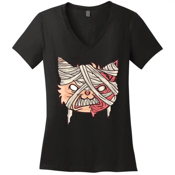 Angry Mummy Cat Women's V-Neck T-Shirt