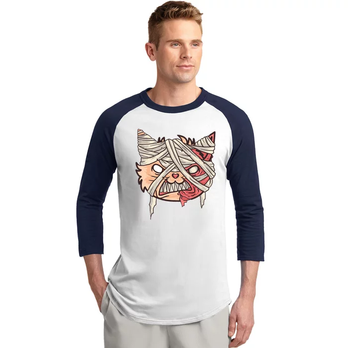 Angry Mummy Cat Baseball Sleeve Shirt