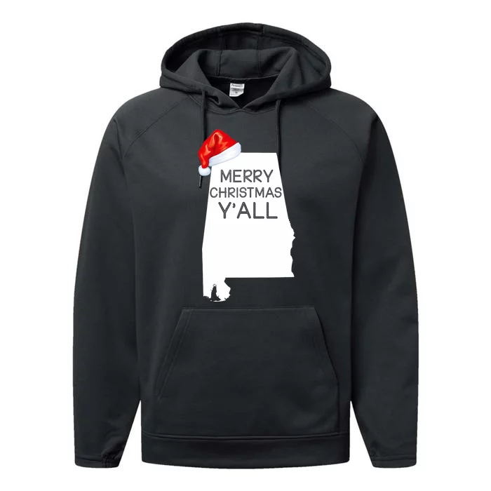 Alabama Merry Christmas YAll Alabama Christmas Performance Fleece Hoodie