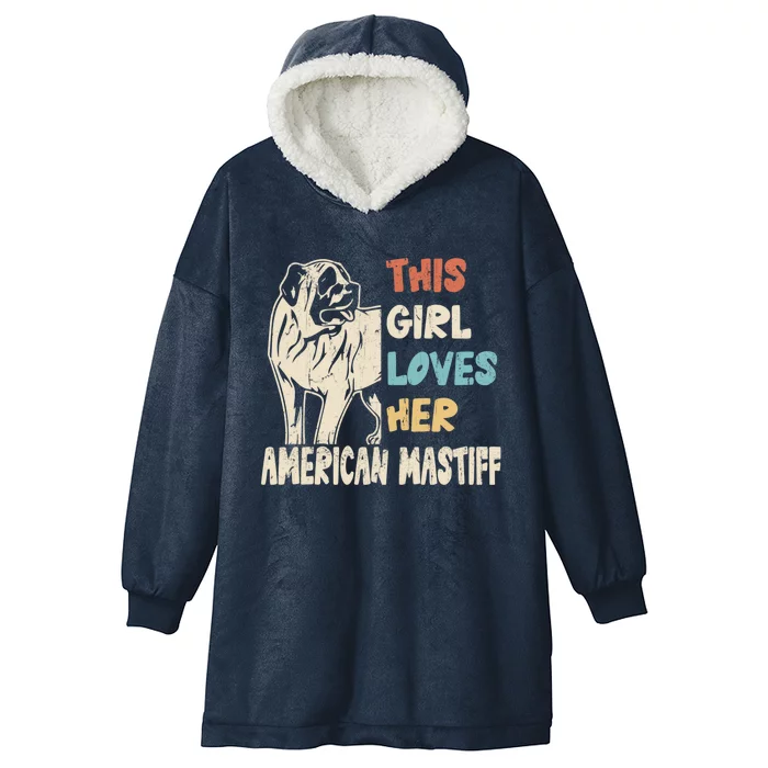 American Mastiff Cool Vintage Retro For Dog Mom Gift Hooded Wearable Blanket