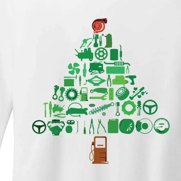 Auto Mechanic Car Engineer Holiday Christmas Tree Racing Fan Womens CVC Long Sleeve Shirt