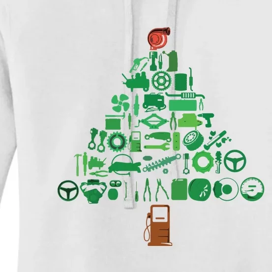 Auto Mechanic Car Engineer Holiday Christmas Tree Racing Fan Women's Pullover Hoodie