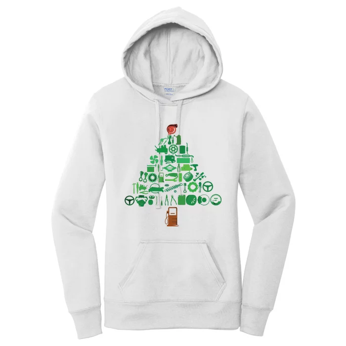 Auto Mechanic Car Engineer Holiday Christmas Tree Racing Fan Women's Pullover Hoodie