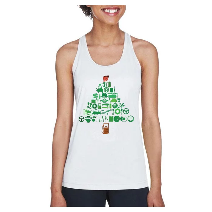 Auto Mechanic Car Engineer Holiday Christmas Tree Racing Fan Women's Racerback Tank