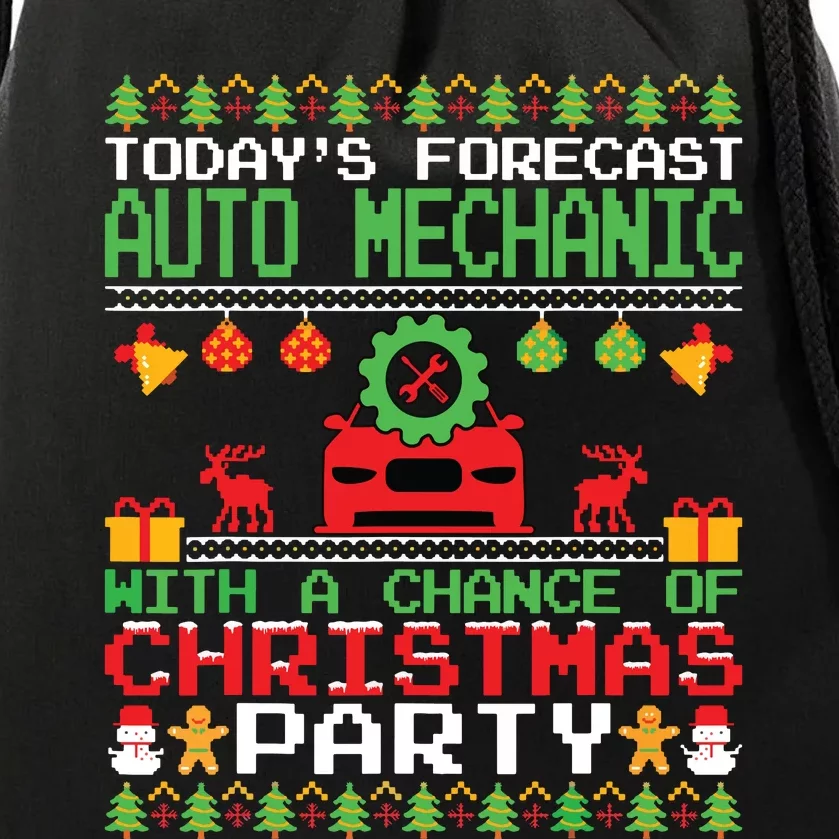 Auto Mechanic Christmas Party Car Mechanic Xmas Ugly Style Drawstring Bag