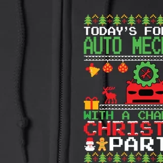 Auto Mechanic Christmas Party Car Mechanic Xmas Ugly Style Full Zip Hoodie