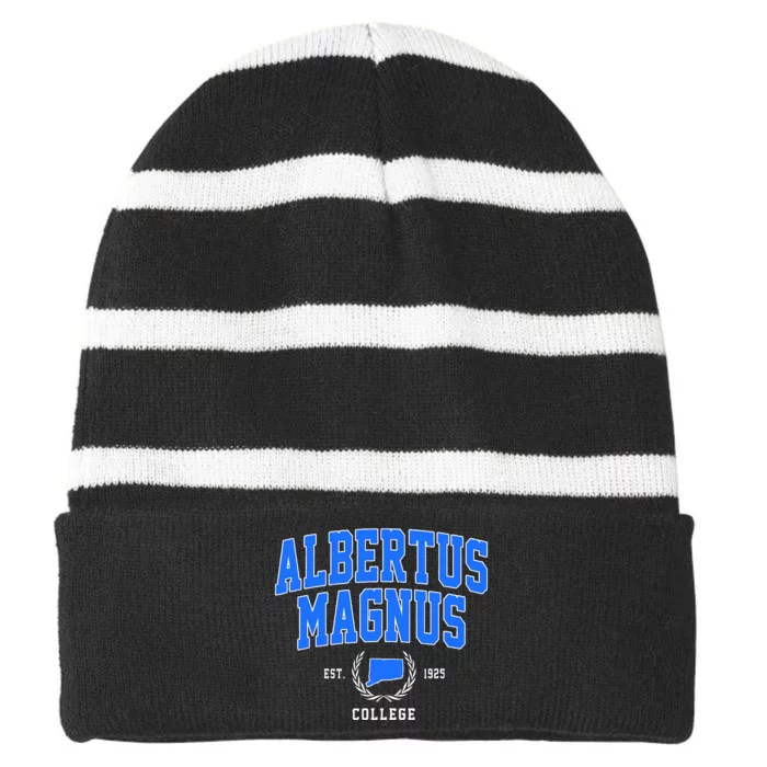 Albertus Magnus College Arch Striped Beanie with Solid Band