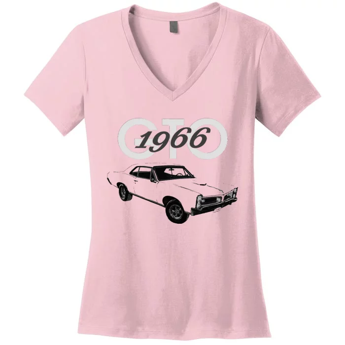 American Muscle Cars1966 Gto Classic Cars Car Guys 1960s Women's V-Neck T-Shirt