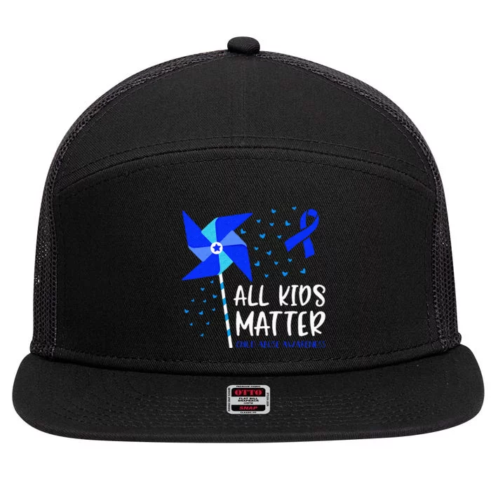 All Matter Child Abuse Prevention Awareness Pinwheel 7 Panel Mesh Trucker Snapback Hat