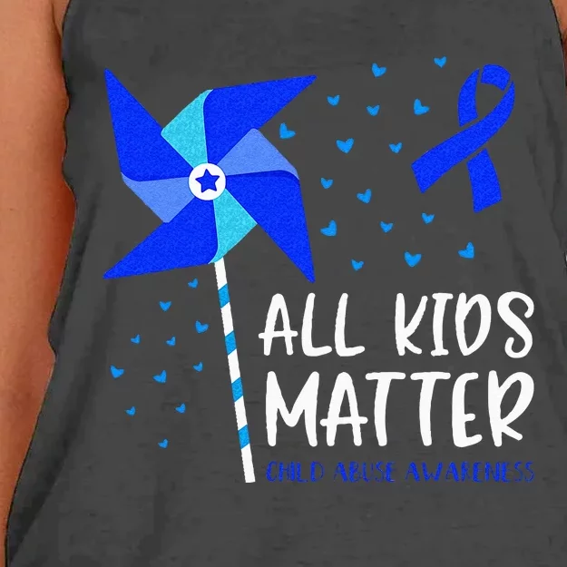 All Matter Child Abuse Prevention Awareness Pinwheel Women's Knotted Racerback Tank