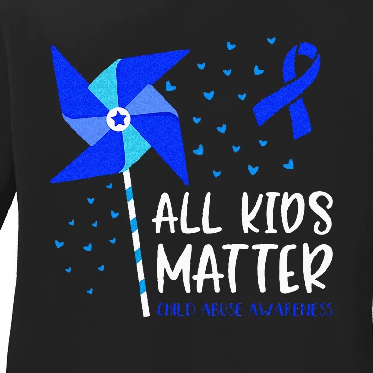 All Matter Child Abuse Prevention Awareness Pinwheel Ladies Long Sleeve Shirt