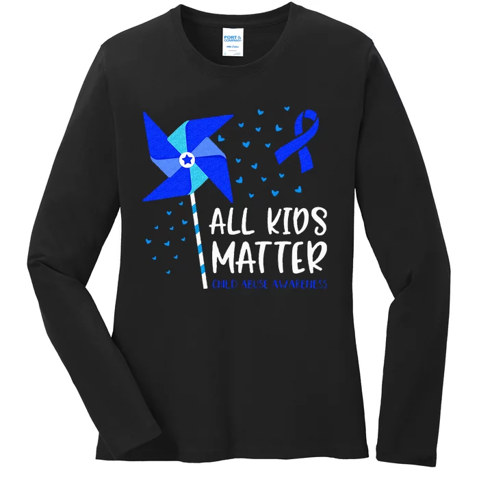 All Matter Child Abuse Prevention Awareness Pinwheel Ladies Long Sleeve Shirt