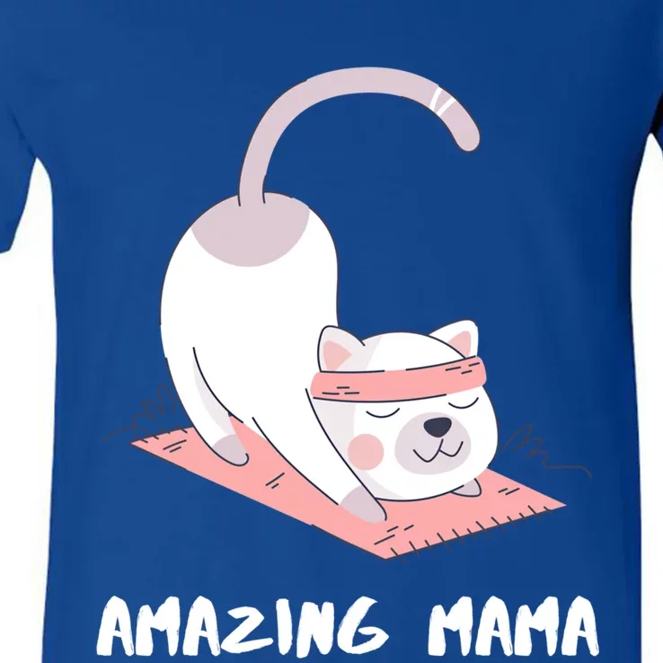 Amazing Mama Cat Yoga Mom Cute Gift V-Neck T-Shirt