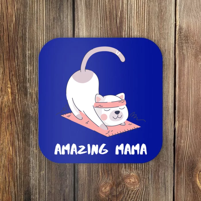 Amazing Mama Cat Yoga Mom Cute Gift Coaster