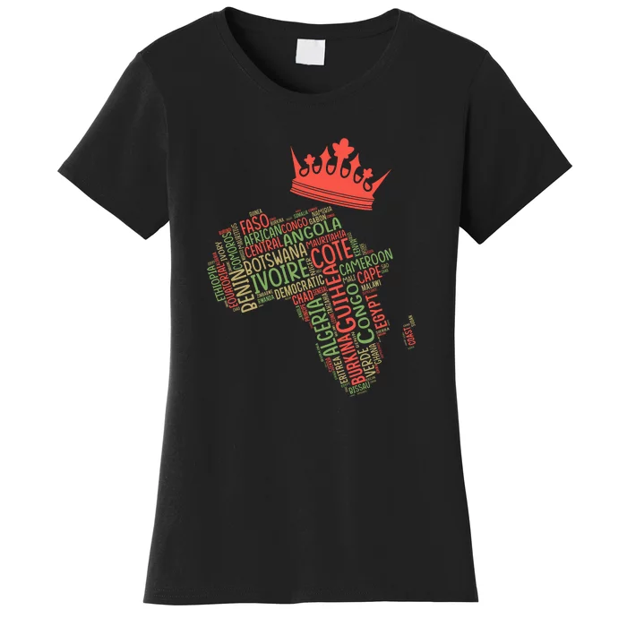 African Map Cloud Gift For Black History Month Women's T-Shirt