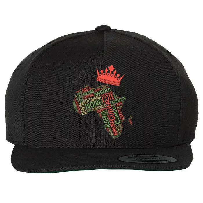 African Map Cloud Gift For Black History Month Wool Snapback Cap