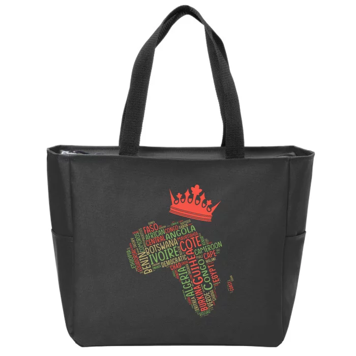 African Map Cloud Gift For Black History Month Zip Tote Bag