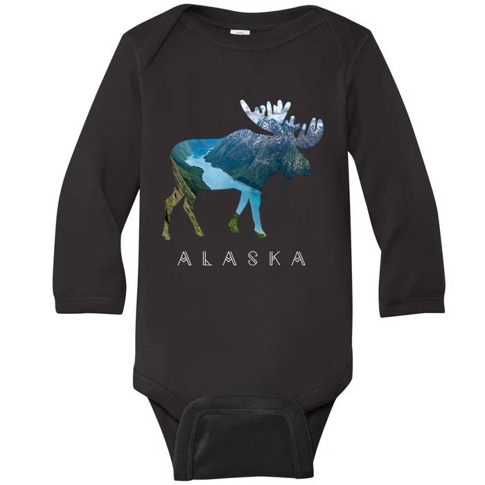 Alaska Moose Chugach National Forest State Park Souvenir Baby Long Sleeve Bodysuit