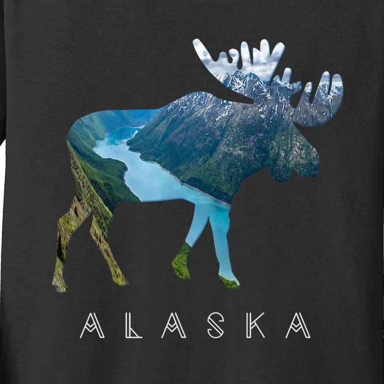 Alaska Moose Chugach National Forest State Park Souvenir Kids Long Sleeve Shirt