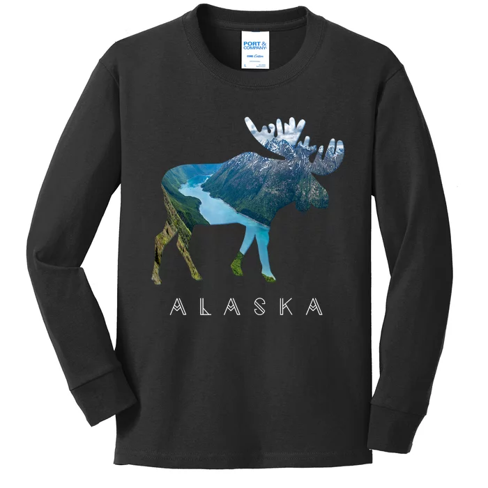 Alaska Moose Chugach National Forest State Park Souvenir Kids Long Sleeve Shirt