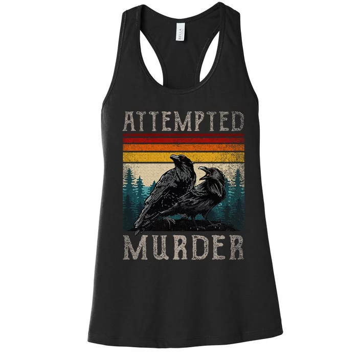 Attempted Murder Crows & Raven Edgar Allen Poe Women's Racerback Tank