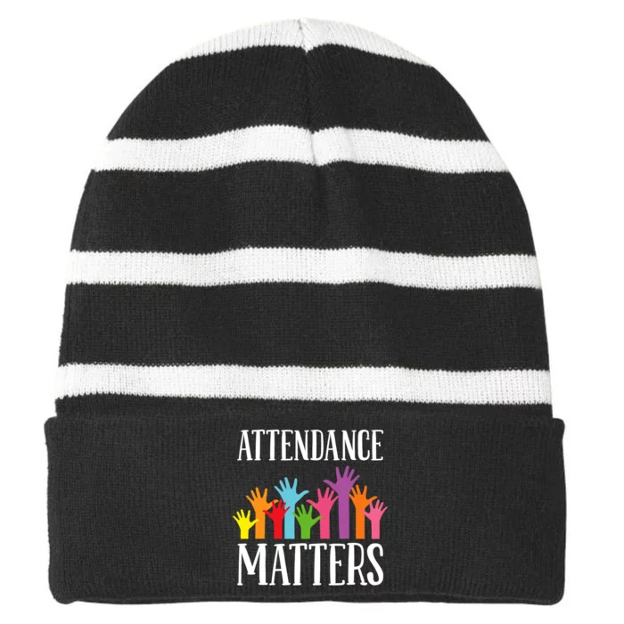 Attendance Matters Class Attendance Office Workers Striped Beanie with Solid Band